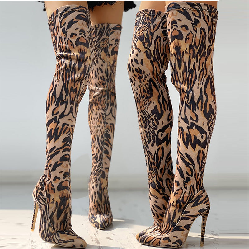 Sienna Leopard Thigh High Heels - Dreamcatchers Reality