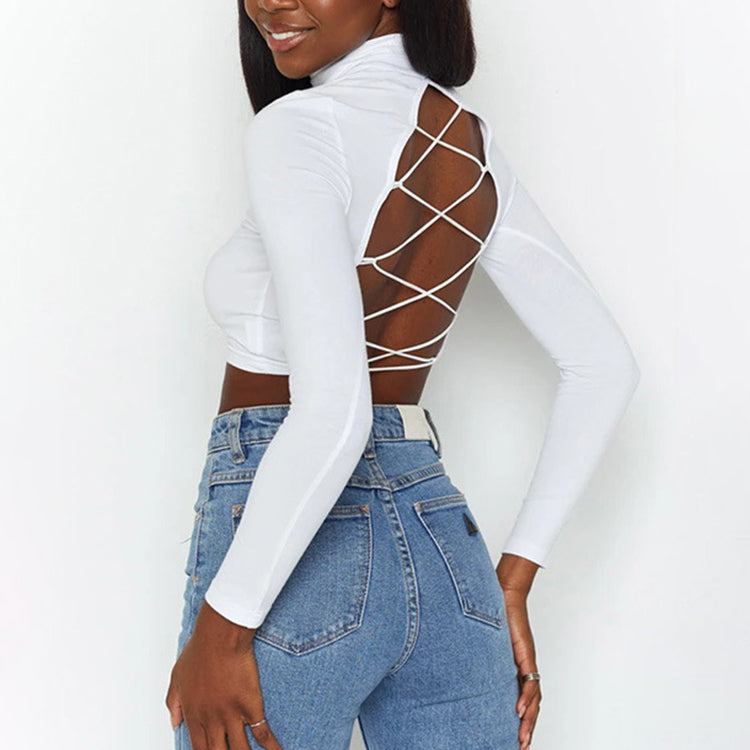 Maria Long Sleeve Backless Crop Top - Dreamcatchers Reality